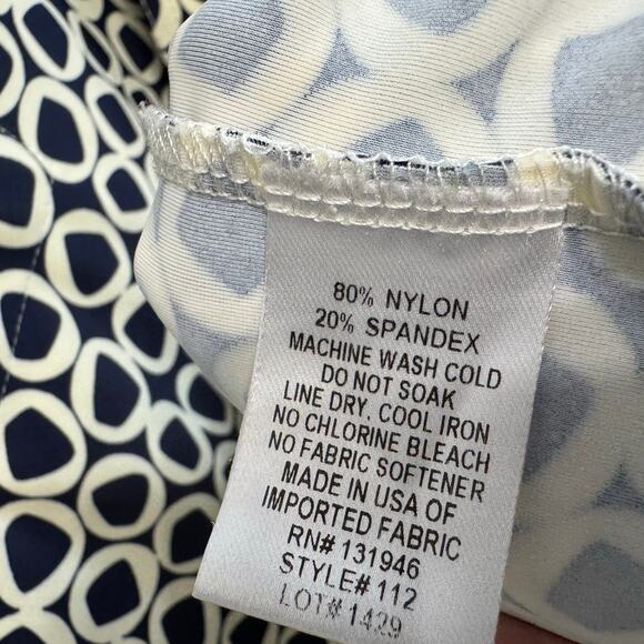 Jude Connally Blue Geoprint Geometric Collared Shirt Dress Stretch Women's M - Picture 8 of 8